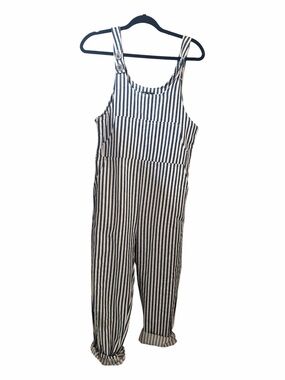 WOLF Navy and White Striped Cotton Jumpsuit